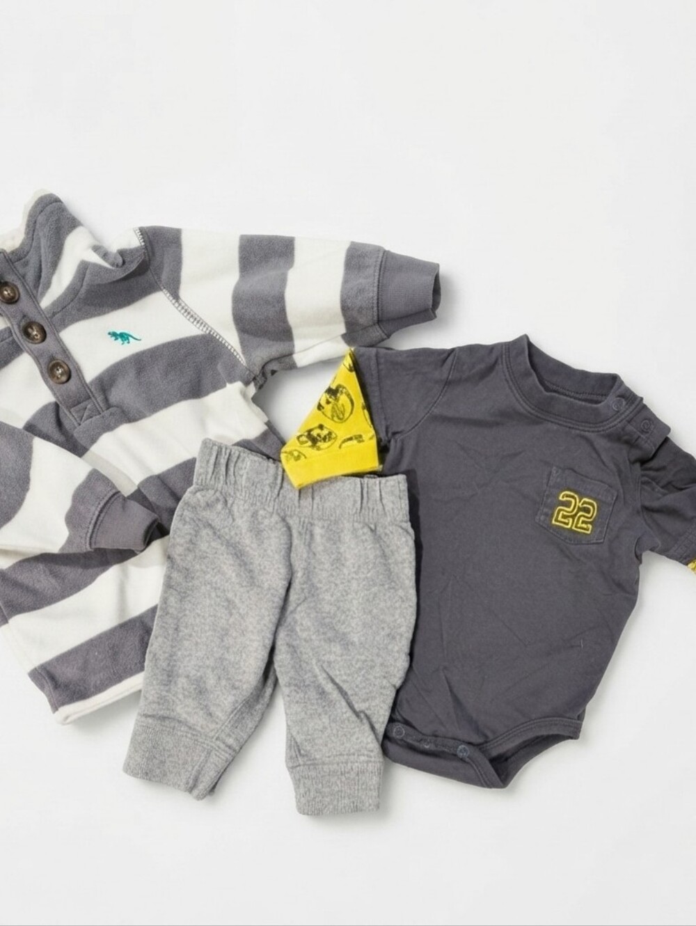 3M Striped Gray and White Baby Outfit Set